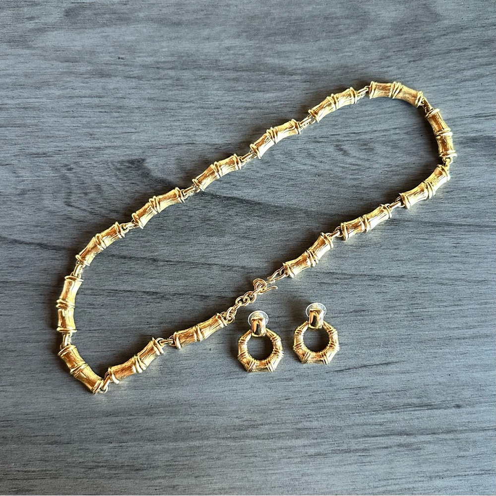 Monet Bamboo Necklace and Earring Set